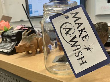 Make-a-Wish fundraiser jar.
PHOTO CREDIT: Lydia Bartholomew 