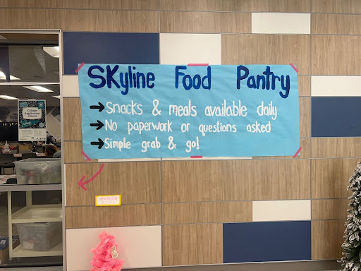 Skyline food pantry flyer by Career Center.
PHOTO CREDIT: Claire Hardy