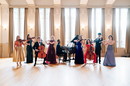 Left to right: Tess Malmrose, Elizabeth Mackay, Benjamin Larson, SaraJane Matheson, Jarius McCarthy, Rachel Wall, Ryli Jonart, Daniel Ha, Tess Dorius.
Photo provided by Tess Dorius, Skyline Instrumental Music.
